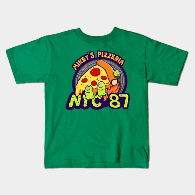 Mikey's Pizzera Kids T-Shirt by DeepDiveThreads